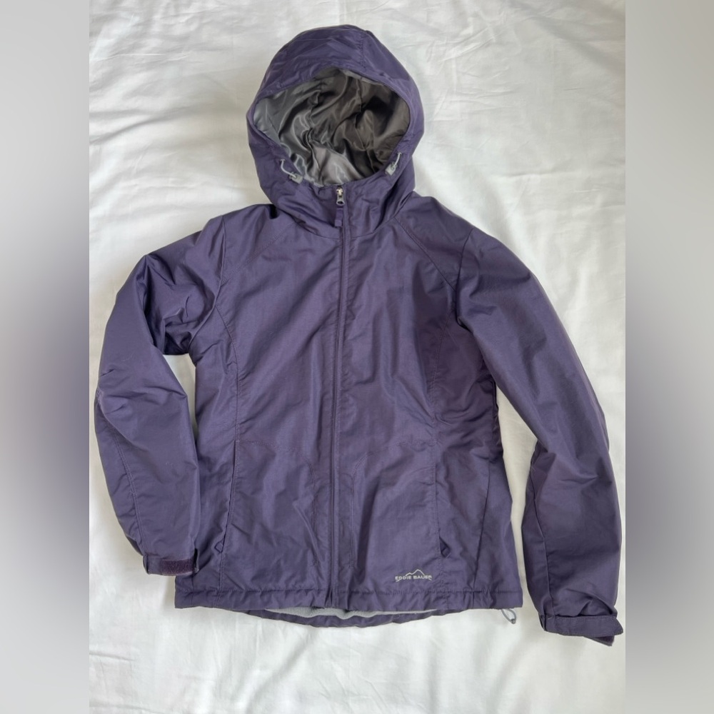 Eddie Bauer Women’s Dark Purple/Plum Fleece Lined Hooded Jacket Size Small